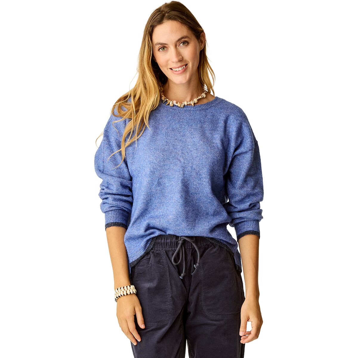 Image of Carve Designs Drue Fuzzy Sweater - Women's Capri Blue/Dark Capri, XXS/XS