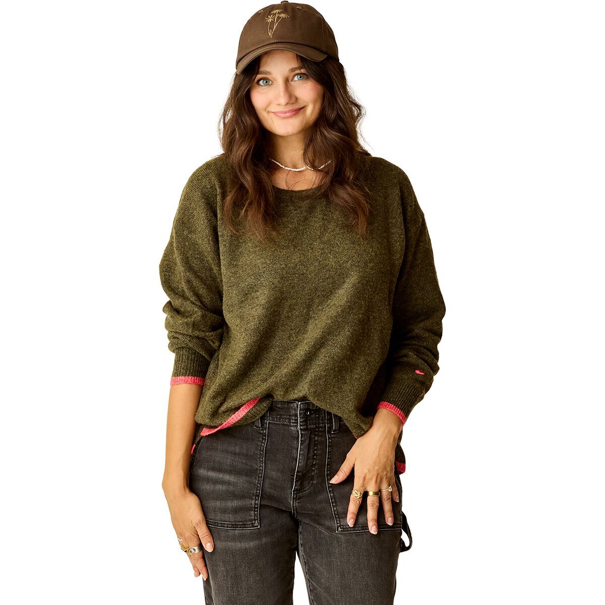 Image of Carve Designs Drue Fuzzy Sweater - Women's Fir/Poinsettia, XXS/XS