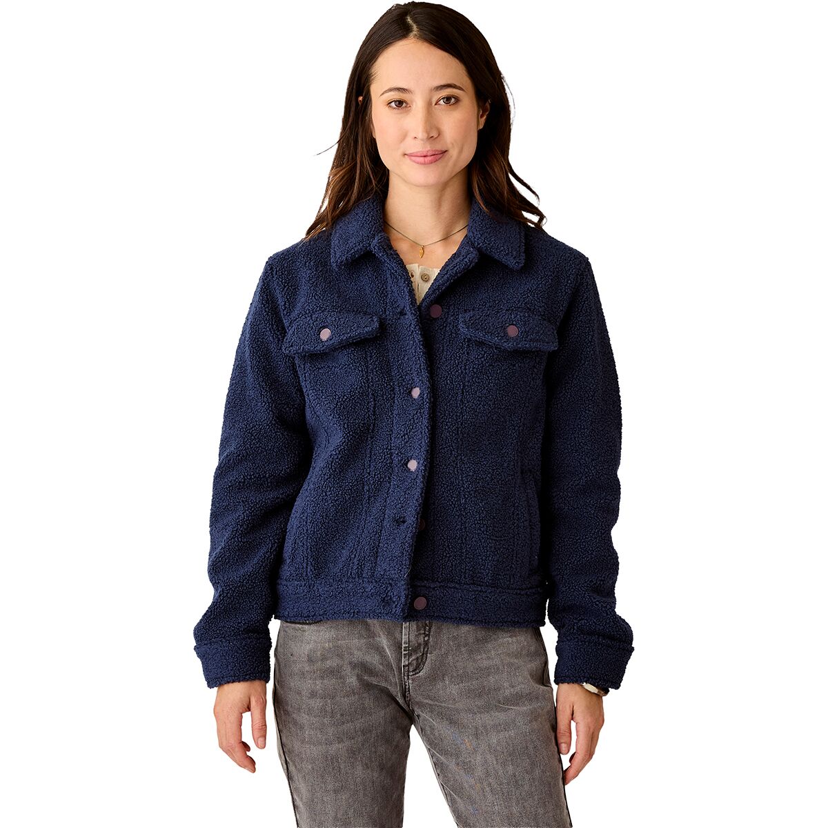 Image of Carve Designs Rhea Boucle Trucker Jacket - Women's Navy, S