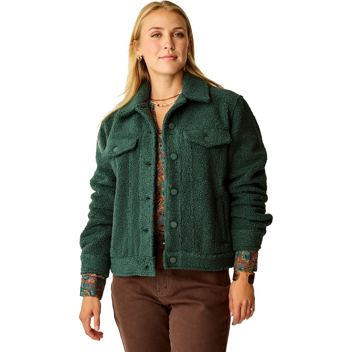 Image of Carve Designs Rhea Boucle Trucker Jacket - Women's Pine, XL