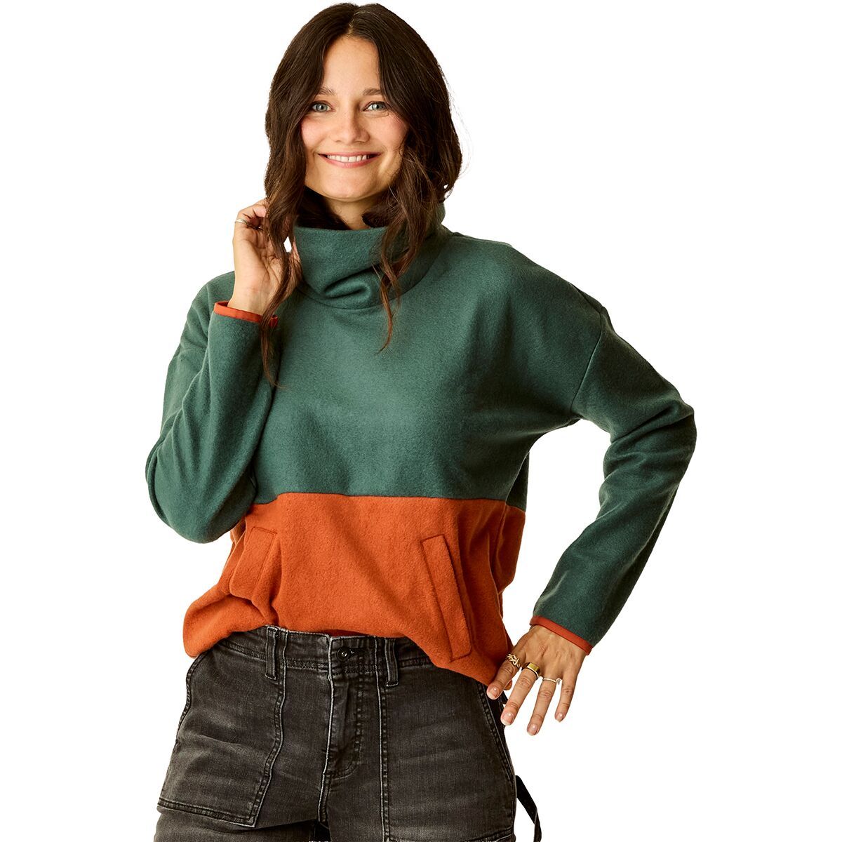 Image of Carve Designs Rowayton Colorblock 2.0 Pullover - Women's Pine/Copper, M