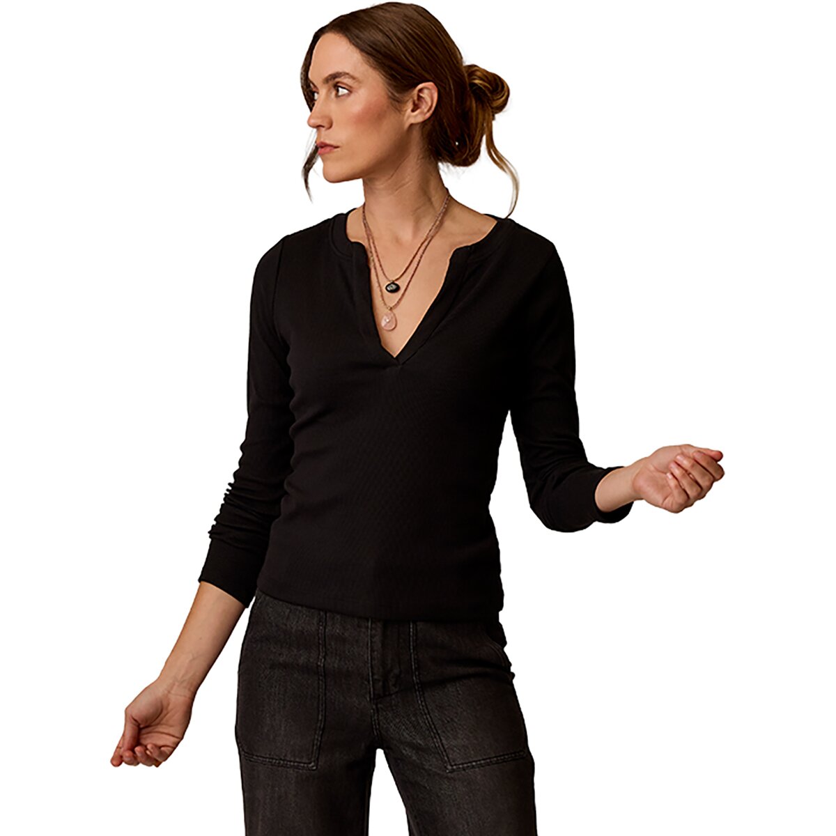Image of Carve Designs Ever Henley Top - Women's Black, L