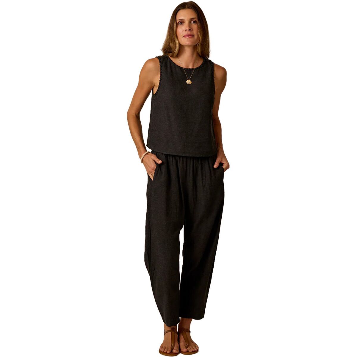 Image of Carve Designs Freya Linen Pant - Women's Black Chambray, S