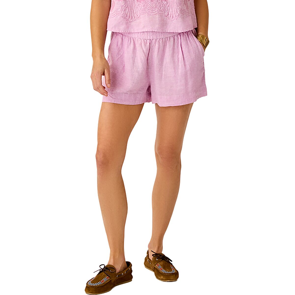 Image of Carve Designs Hellie Linen Short - Women's Light Violet Chambray, XL