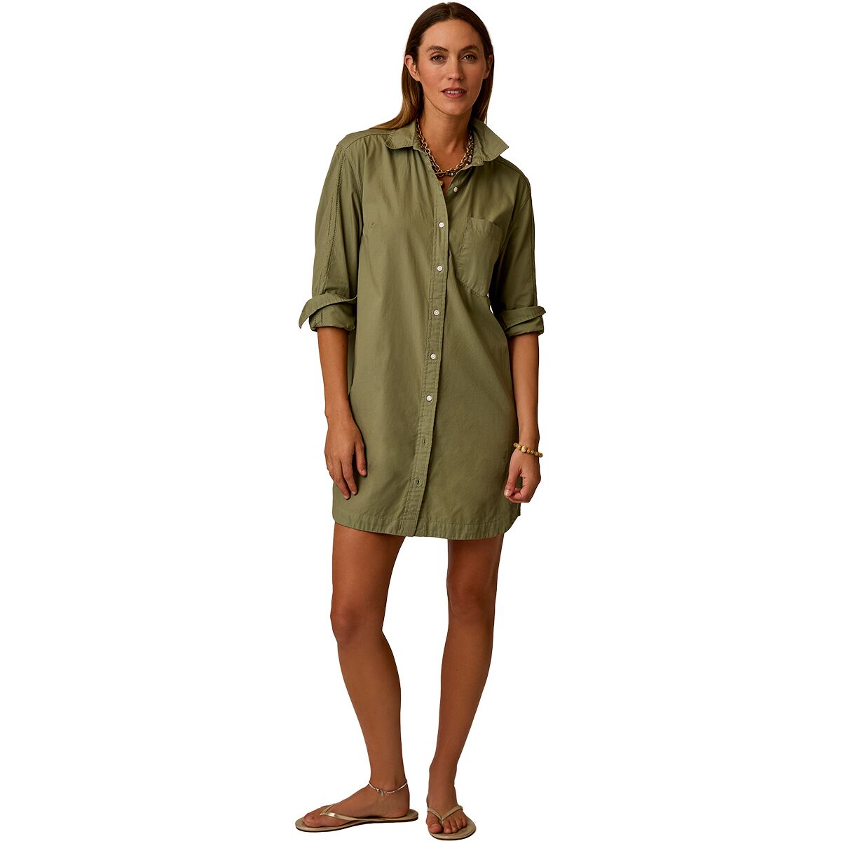 Image of Carve Designs Jules Poplin Dress - Women's Fatigue, M