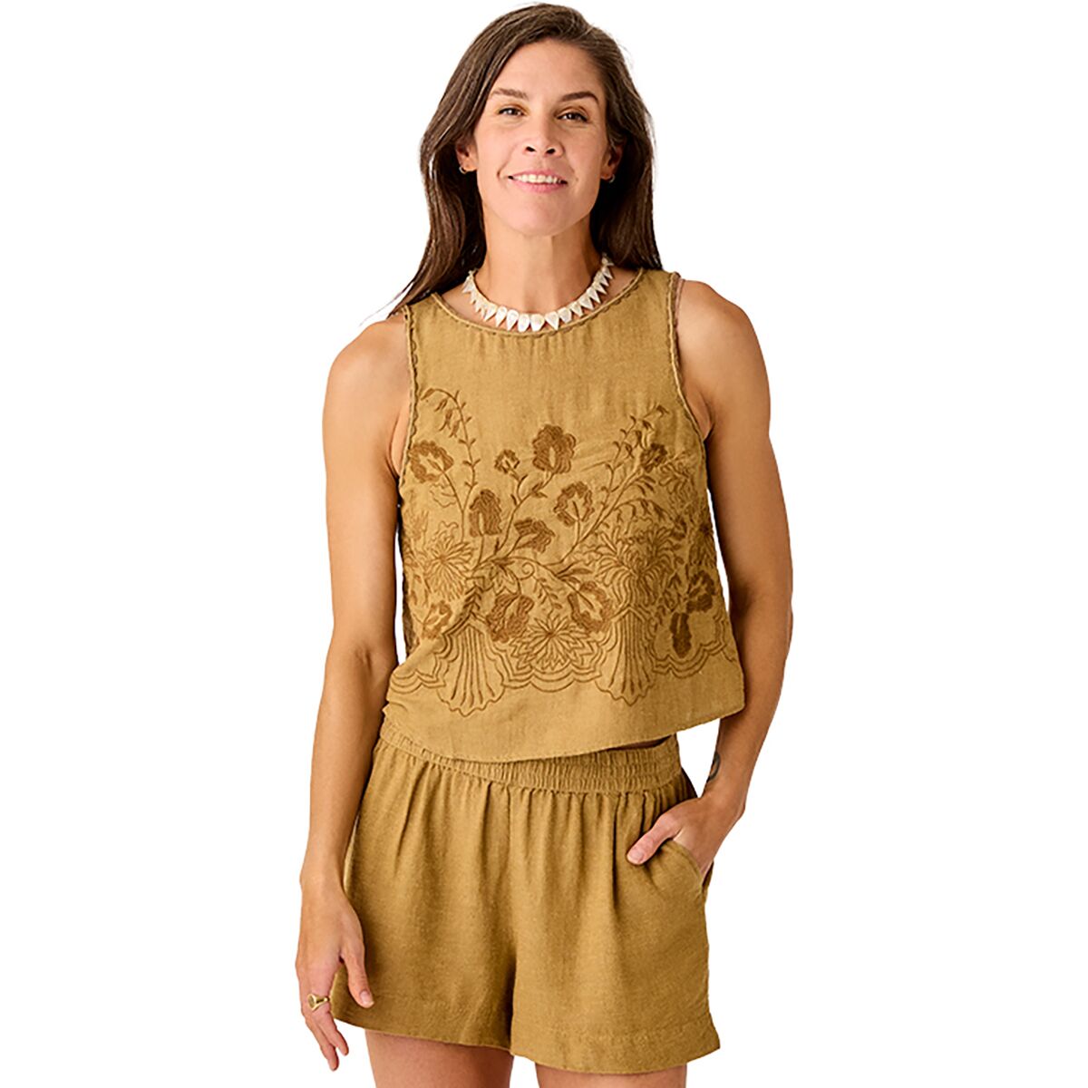 Image of Carve Designs Lou Linen Tank Top - Women's Golden Chambray, XL