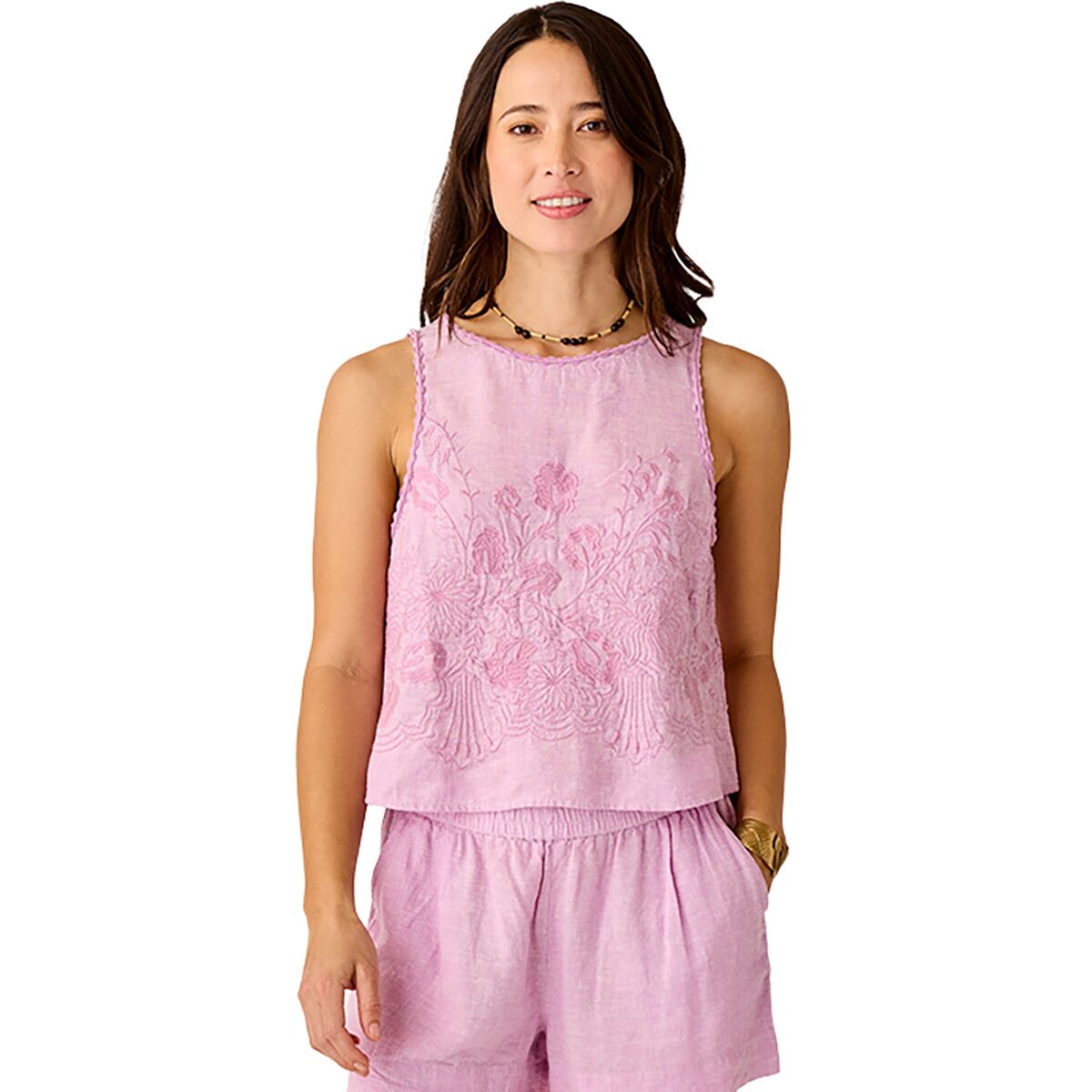 Image of Carve Designs Lou Linen Tank Top - Women's Light Violet Chambray, XL