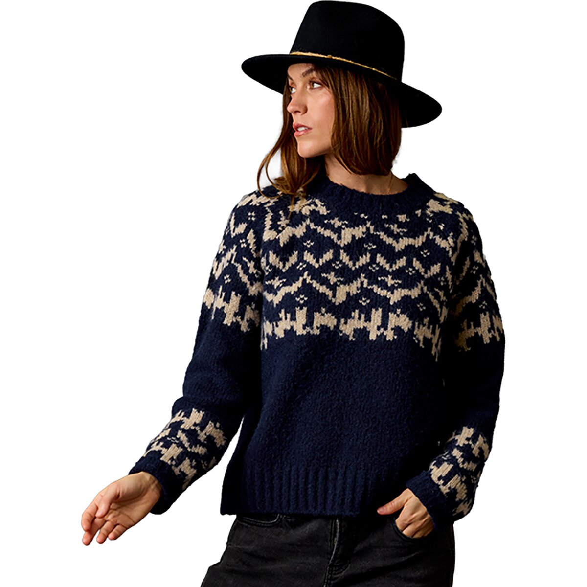 Image of Carve Designs Aria Fairisle Sweater - Women's Navy Fairisle, XS