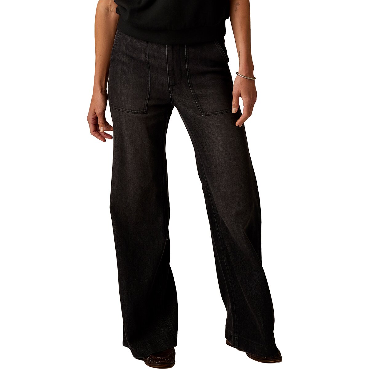 Image of Carve Designs Farrah Lightweight Denim Wide Leg Pant - Women's Washed Black, 8