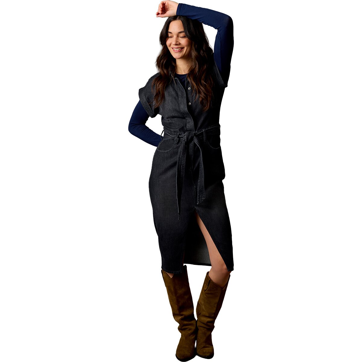 Image of Carve Designs Franny Lightweight Denim Dress - Women's Washed Black, XS