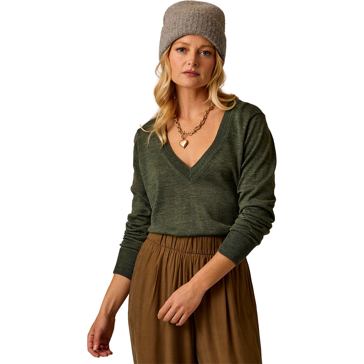 Image of Carve Designs Juliet V-Neck Sweater - Women's Hazel Heather, L