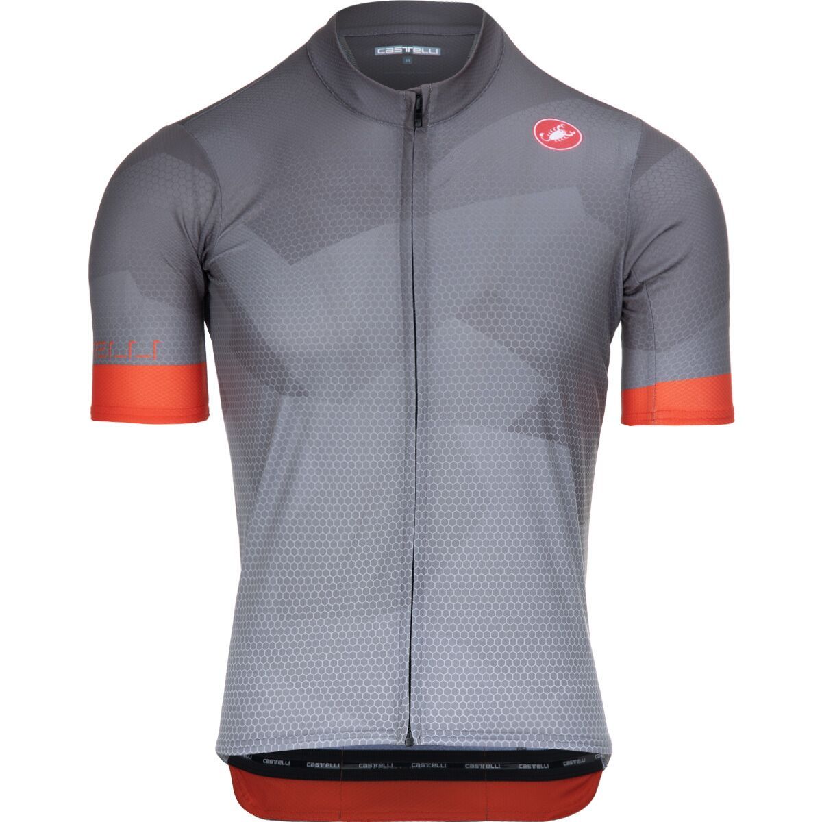 Image of Castelli Flusso Limited Edition Full-Zip Jersey - Men's Gunmetal Gray/Fiery Red, XL