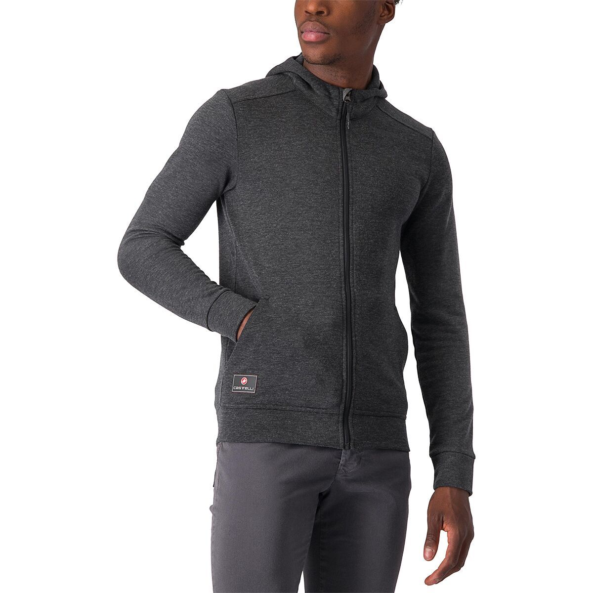 Image of Castelli Milano Full-Zip Fleece Jacket - Men's Dark Gray, XXL