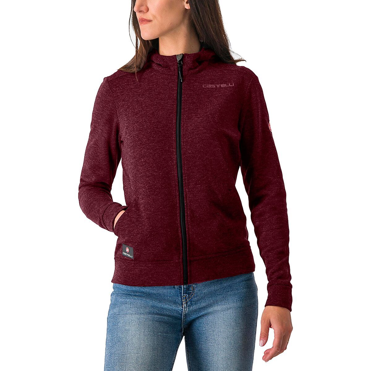 Image of Castelli Milano Full-Zip Fleece Jacket - Women's Deep Bordeaux, S