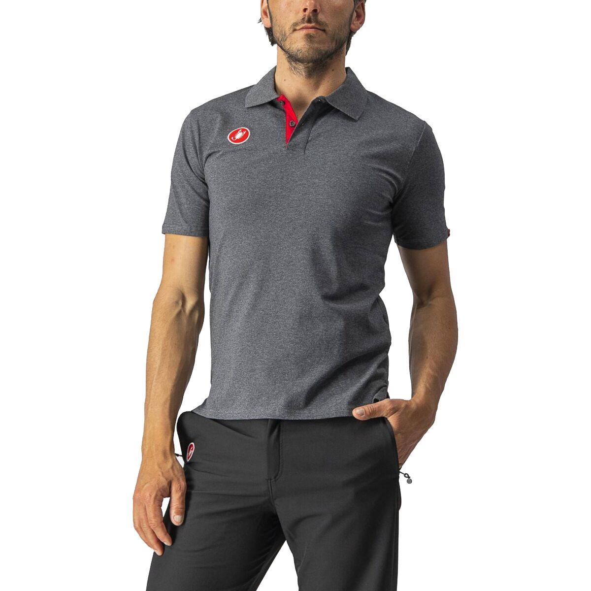 Image of Castelli Race Day Polo Shirt - Men's Melange Gray, XL