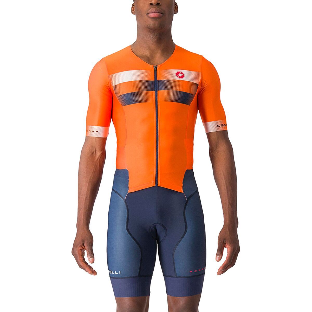 Castelli Free Sanremo 2 Short-Sleeve Suit - Men's Brilliant Orange/Belgian Blue-White, XXL