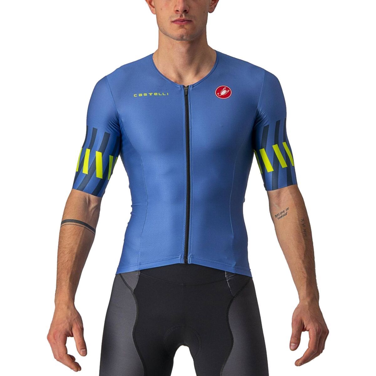 Castelli Free Speed 2 Race Top - Men's Cobalt Blue/Elecrtic Lime, M