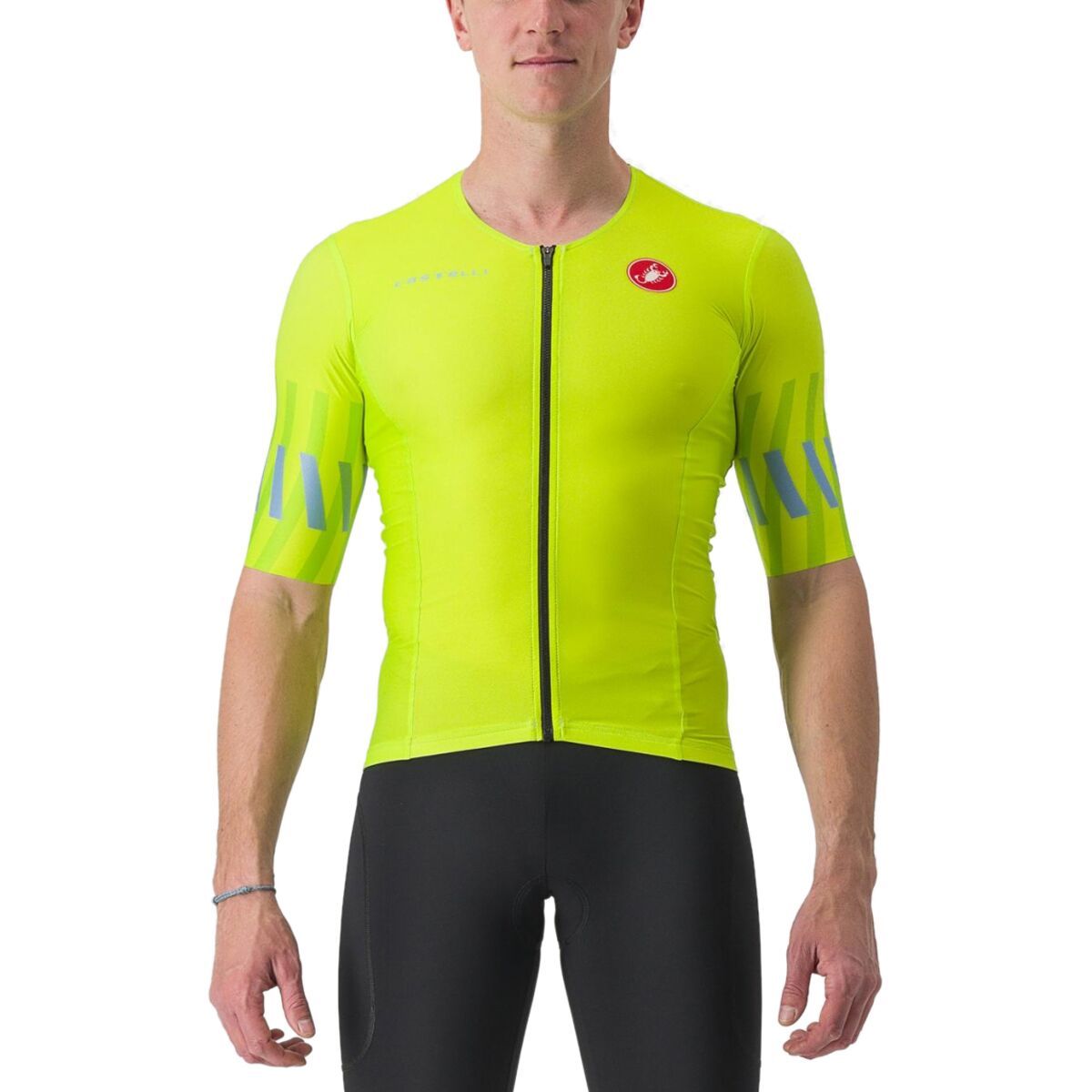 Castelli Free Speed 2 Race Top - Men's Electric Lime/Niagara Blue, XL