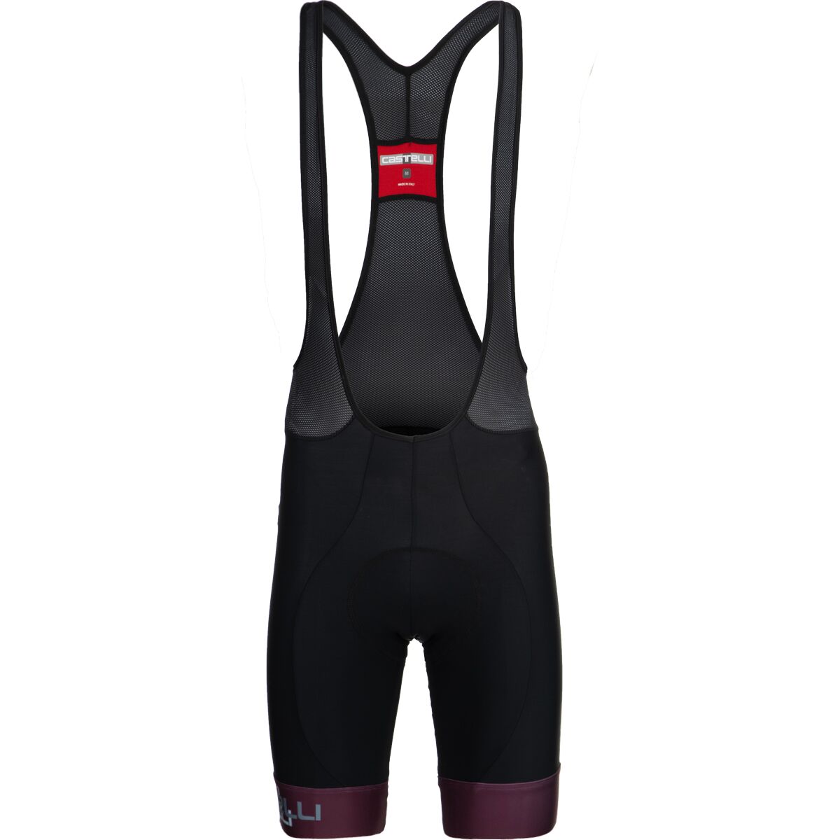 Image of Castelli Entrata Limited Edition Bib Short - Men's Black/Deep Bordeaux/Vortex Gray, S