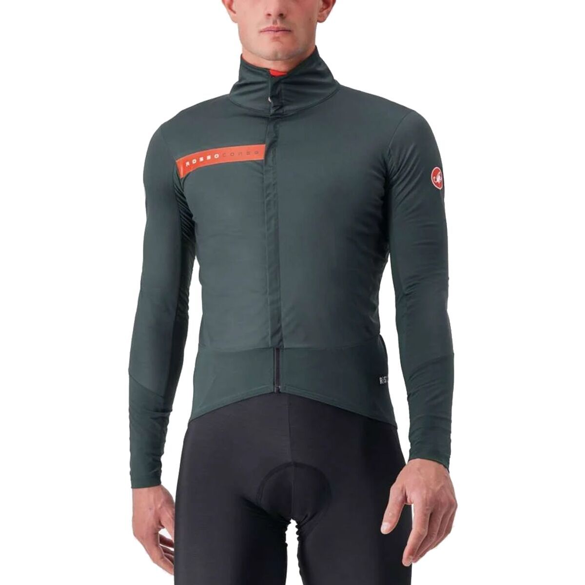 Image of Castelli Beta RoS Jacket - Men's Rover Green/Red Orange, XL