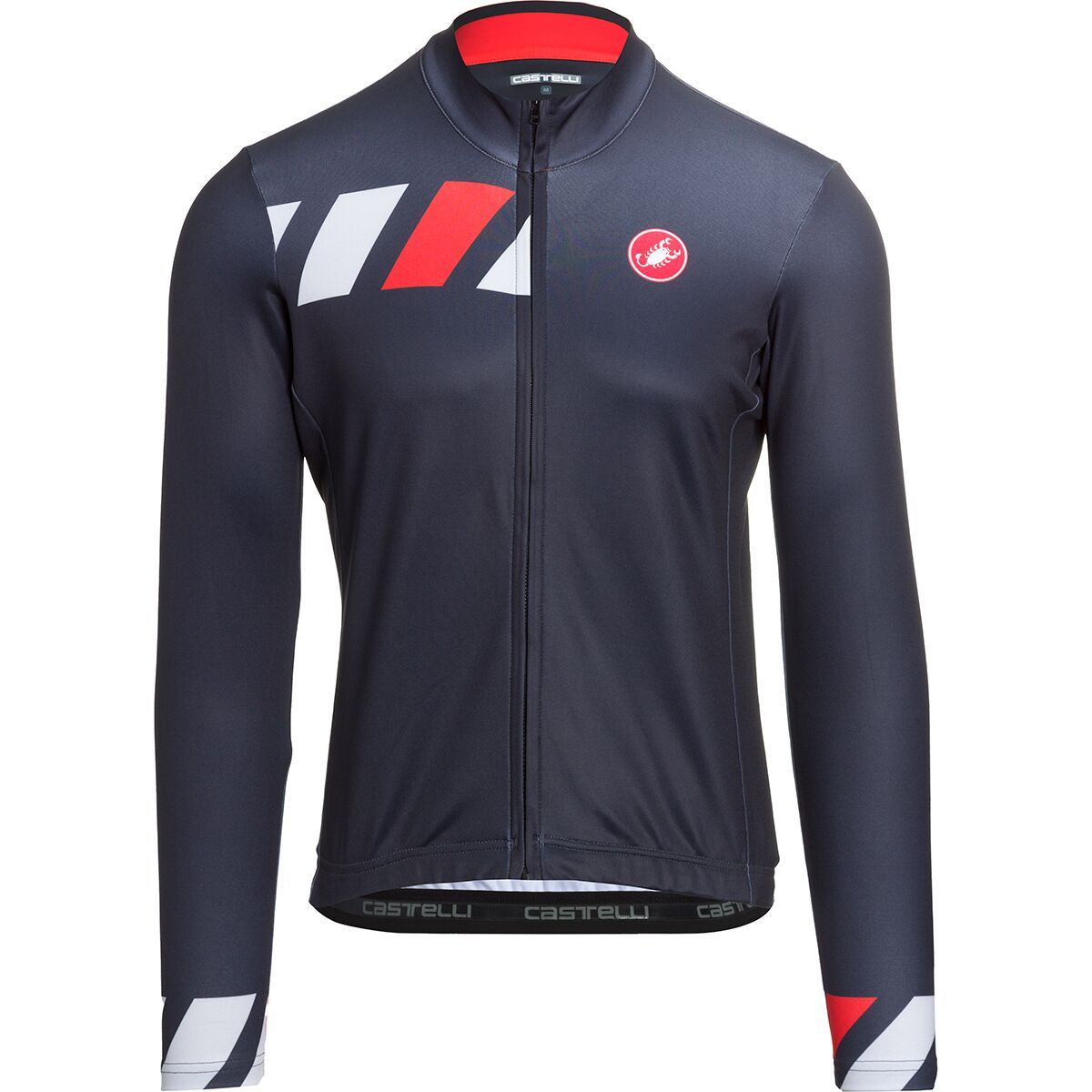 Castelli Pisa Limited Edition Thermal Jersey - Men's Dark Steel Blue/Fiery Red/Silver Gray, XL