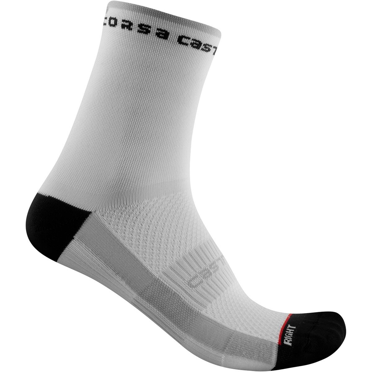 Image of Castelli Rosso Corsa 11 Sock - Women's Black/White, L/XL