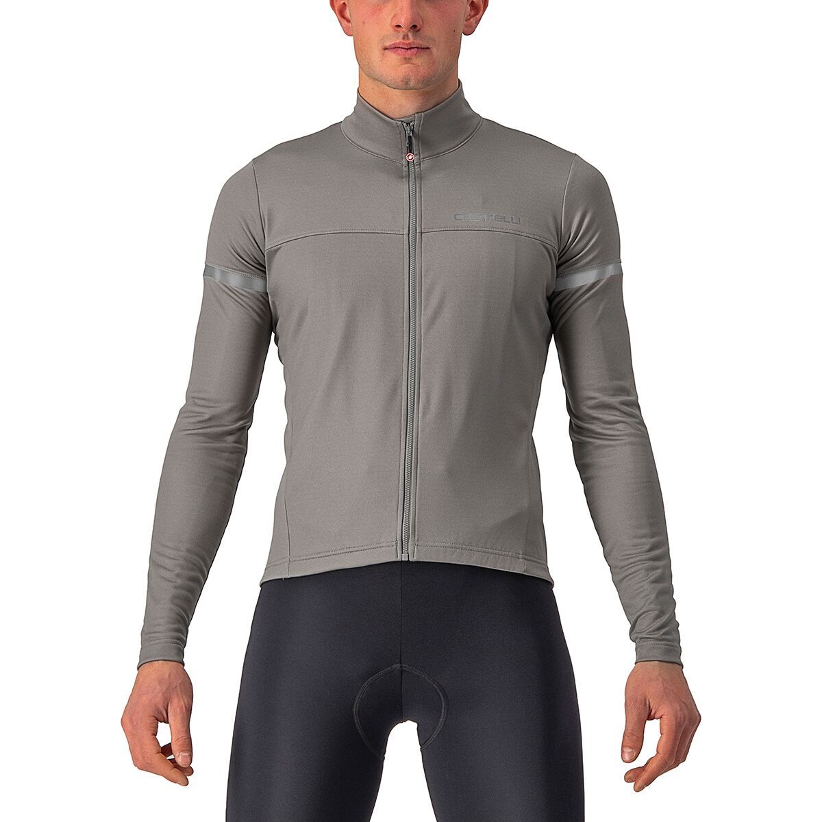 Castelli Fondo Full-Zip Long-Sleeve Jersey - Men's Nickel Gray/Blue Reflex, XXL