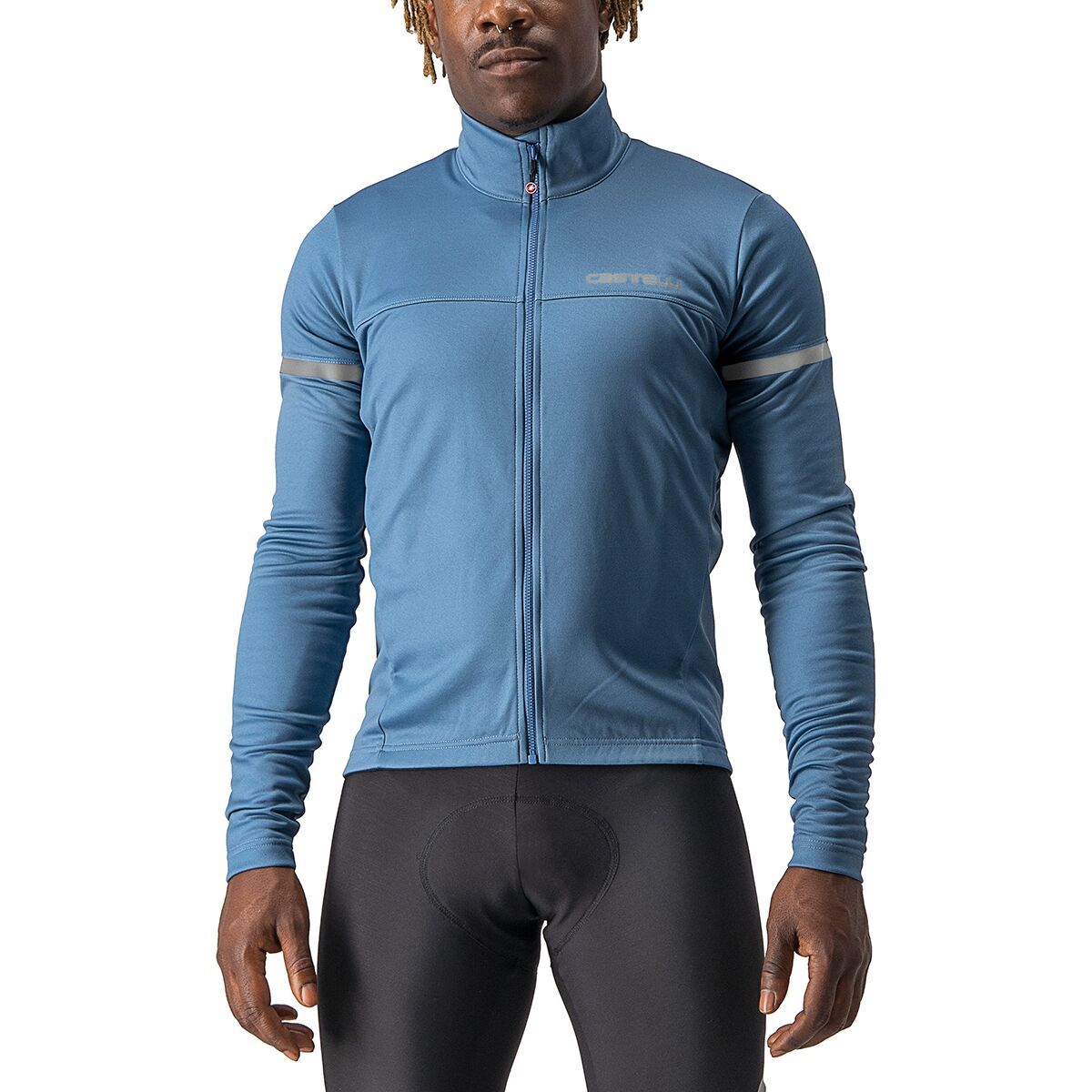 Castelli Fondo Full-Zip Long-Sleeve Jersey - Men's Steel Blue/Blue Reflex, XL