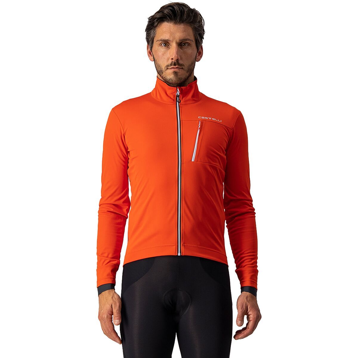 Castelli Go Jacket - Men's Fiery Red/Silver Gray, XXL