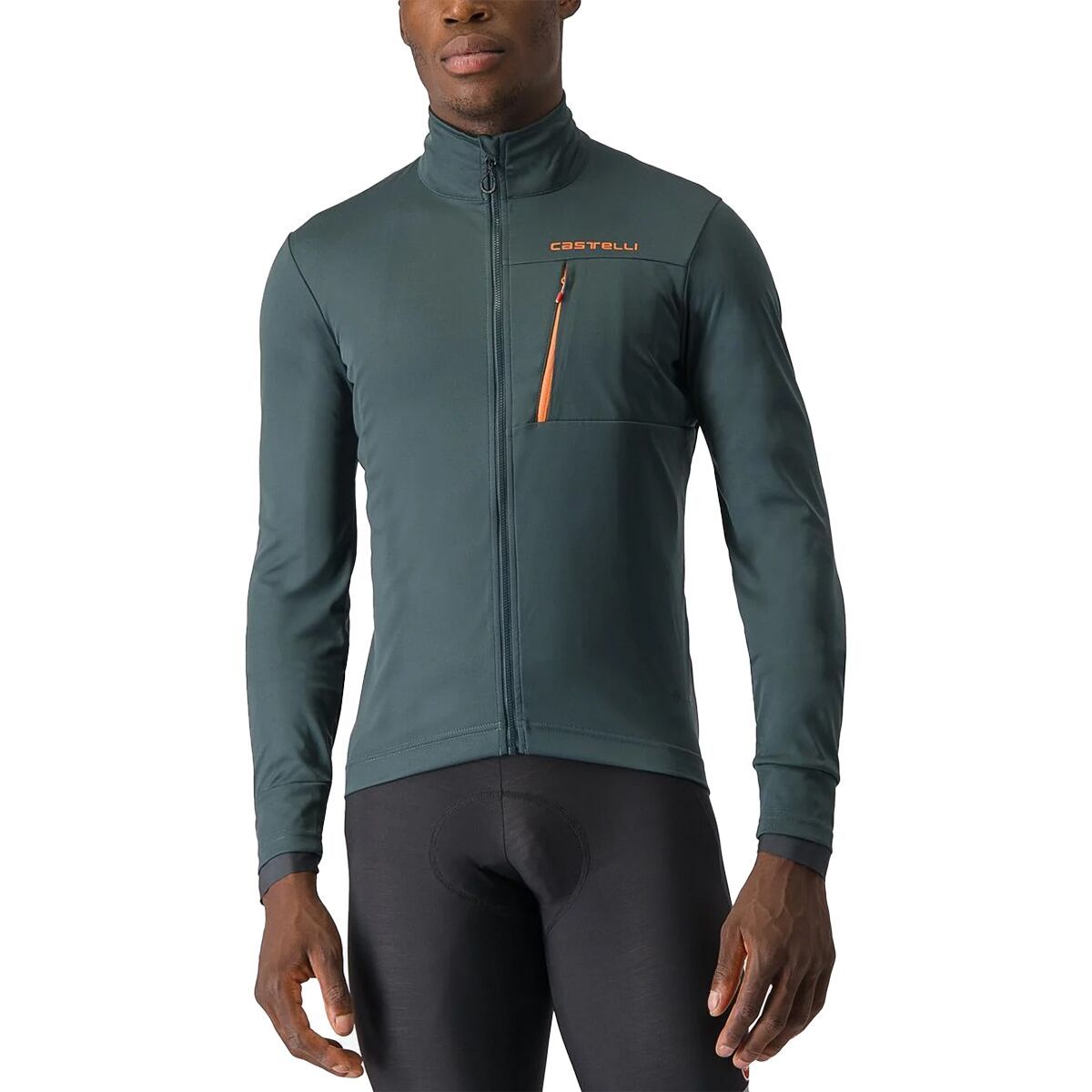 Castelli Go Jacket - Men's Rover Green/Red Orange, 3XL