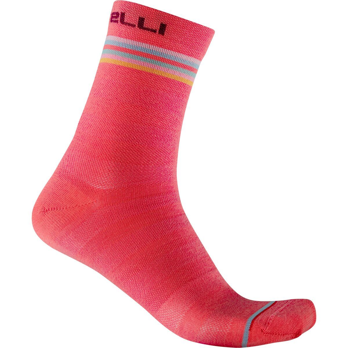 Castelli Go 15 Sock - Women's Brilliant Pink/Bordeaux/Light Blue, S/M