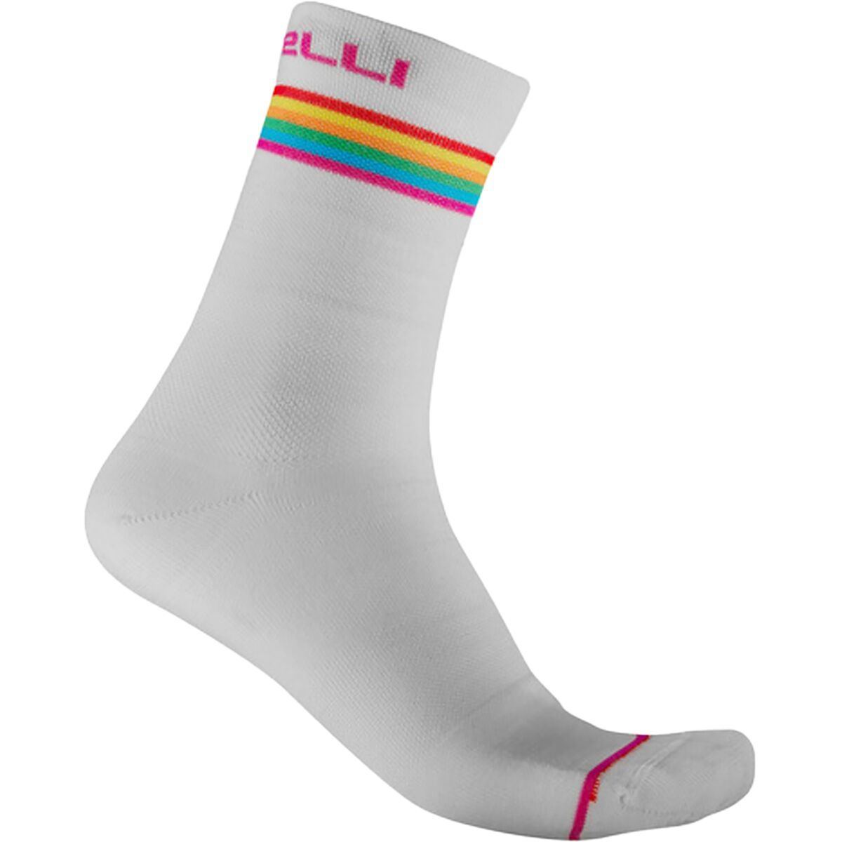 Castelli Go 15 Sock - Women's White/Fucsia, L/XL