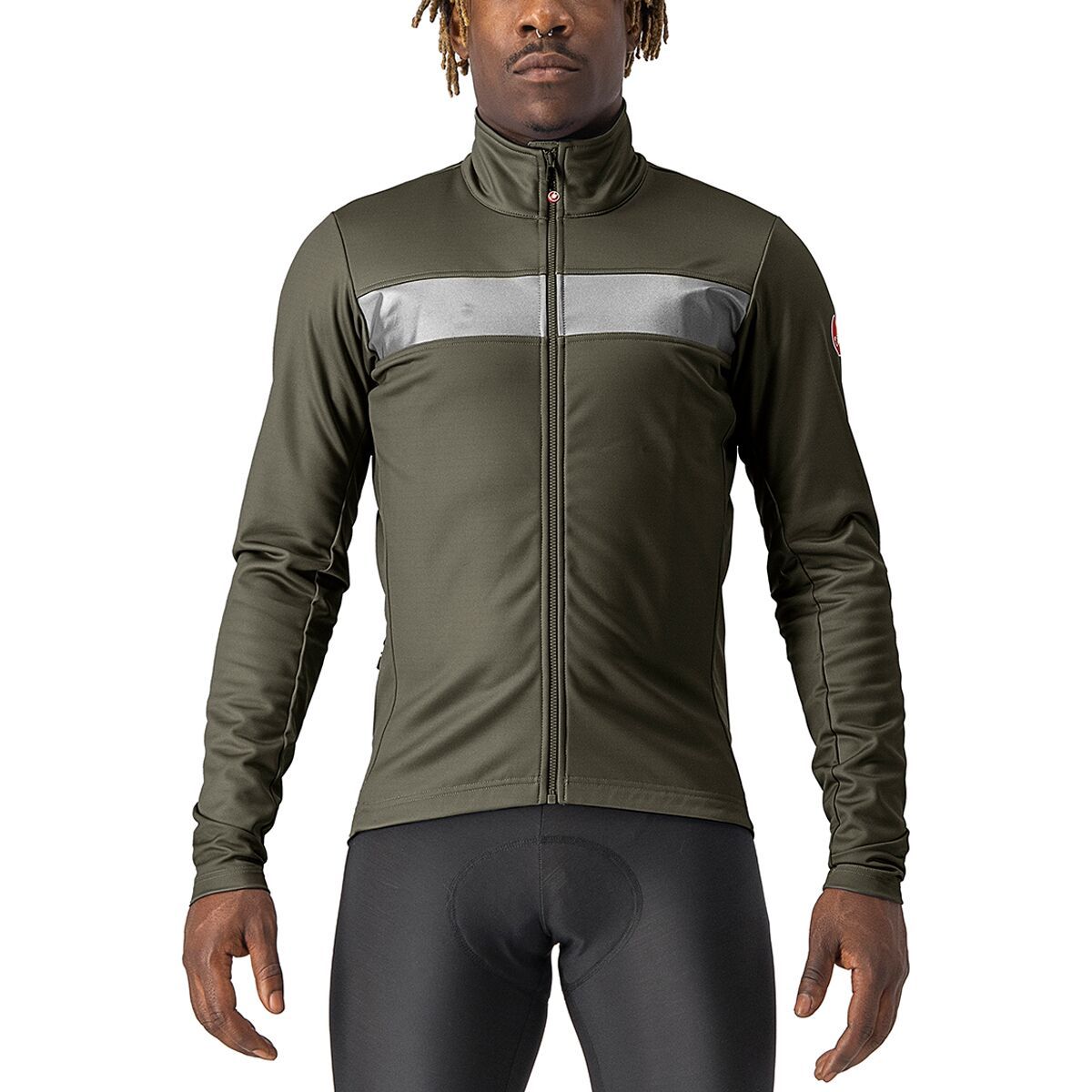 Castelli Raddoppia 3 Jacket - Men's Military Green/Silver Reflex, L