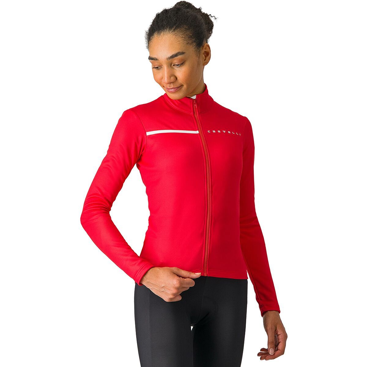 Castelli Sinergia 2 Full-Zip Long-Sleeve Jersey - Women's Hibiscus/Ivory, L