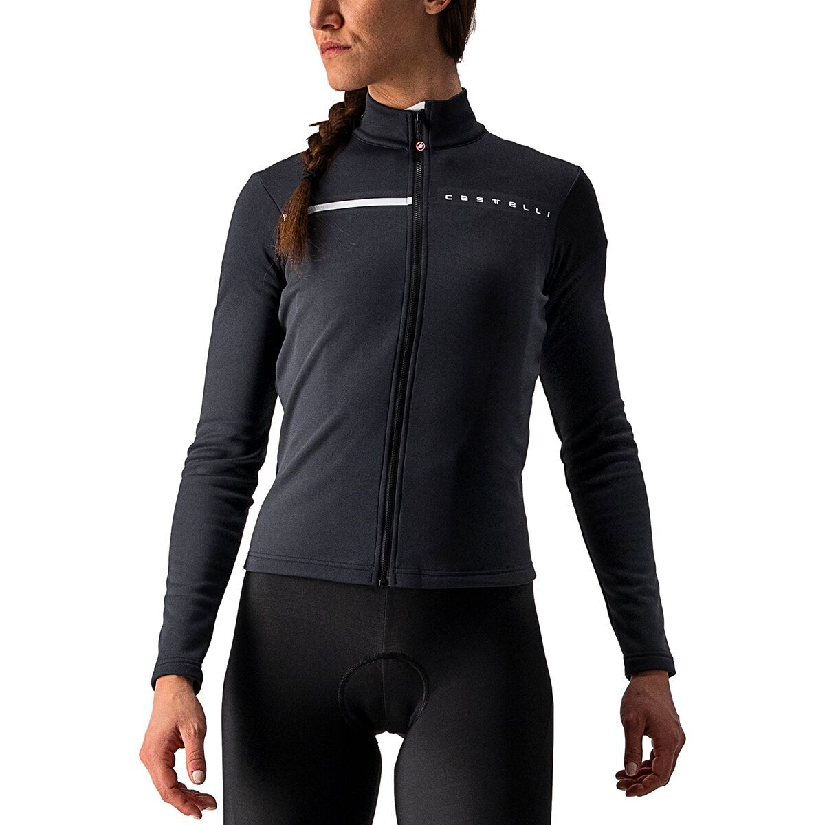 Image of Castelli Sinergia 2 Full-Zip Long-Sleeve Jersey - Women's Light Black/White, S
