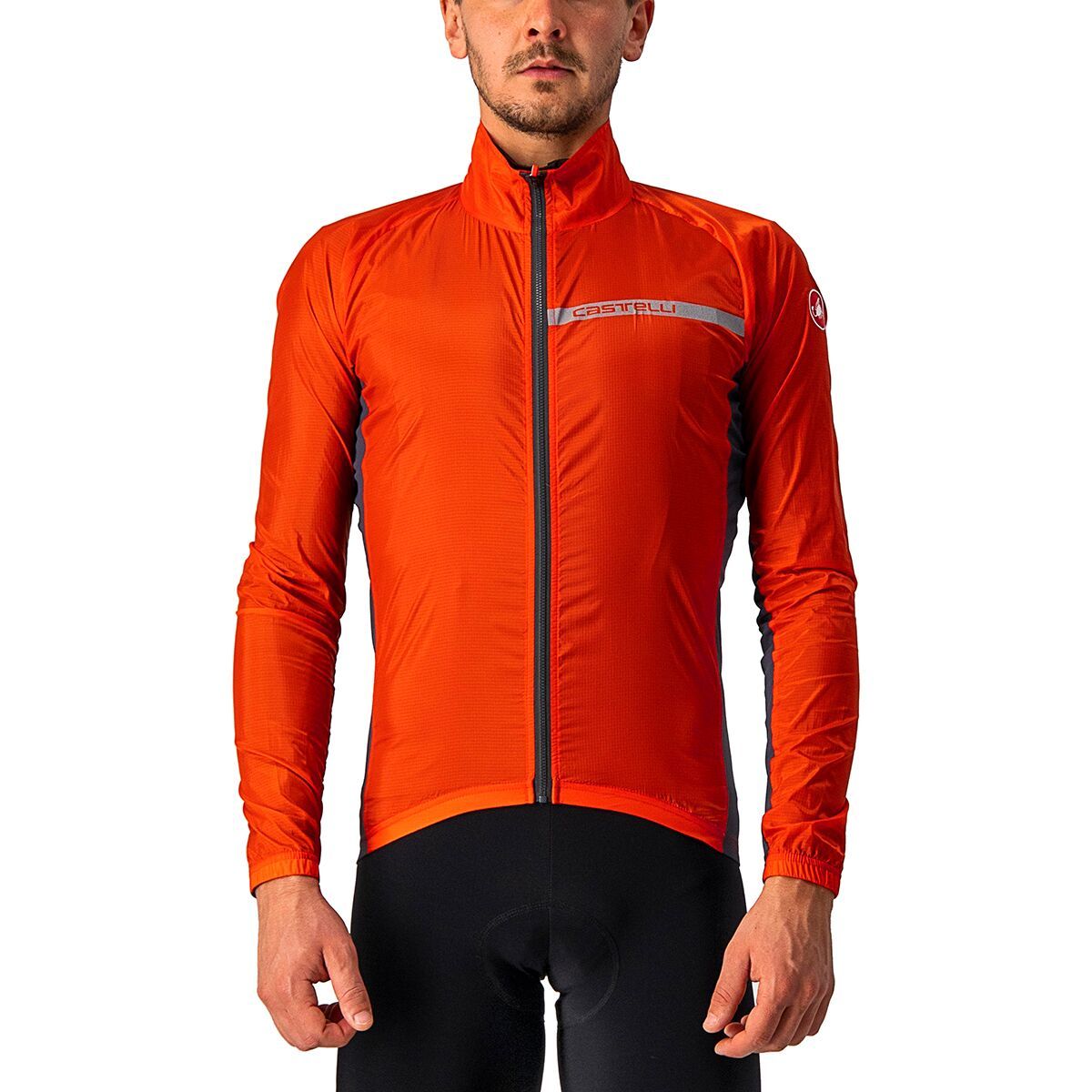 Castelli Squadra Stretch Jacket - Men's Fiery Red/Dark Gray, M