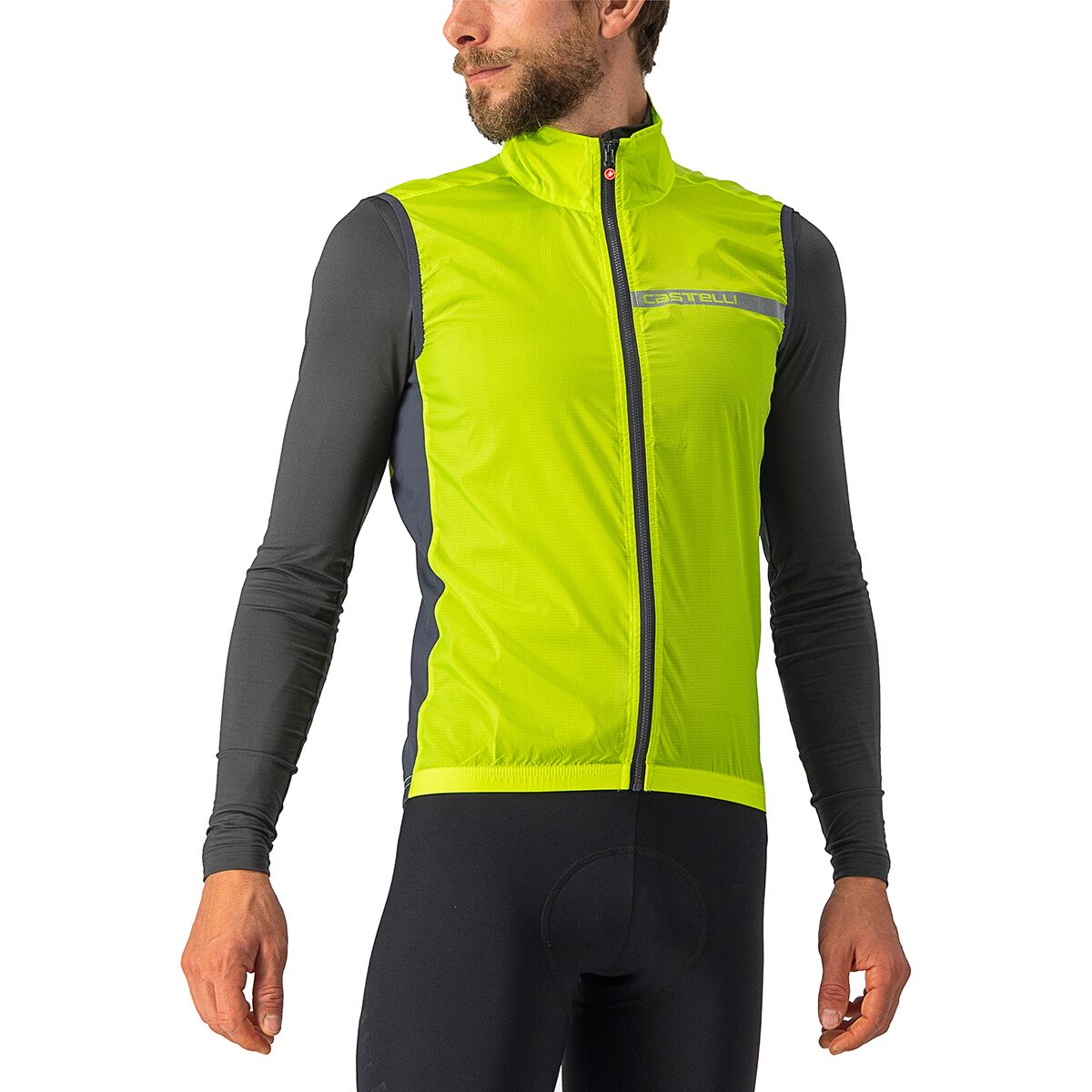 Image of Castelli Squadra Stretch Vest - Men's Electric Lime/Dark Gray, XXL