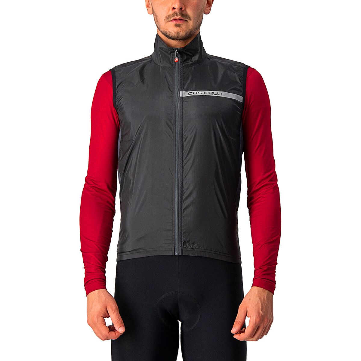 Image of Castelli Squadra Stretch Vest - Men's Light Black/Dark Gray, L