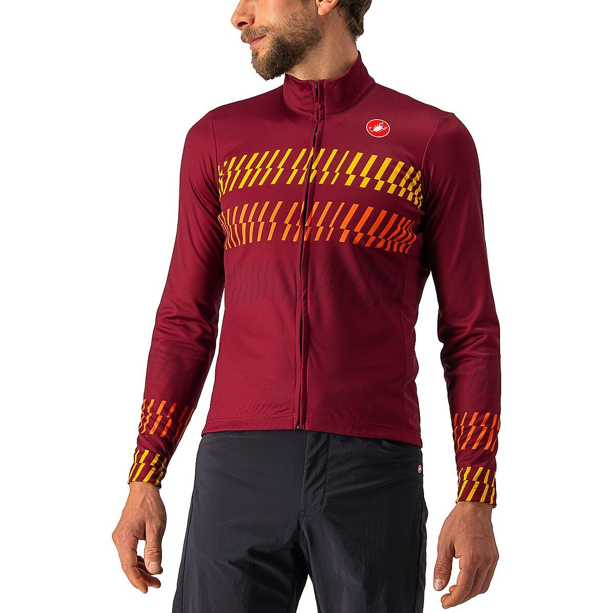 Castelli Unlimited Thermal Jersey - Men's Bordeaux/Goldenrod/Orange, S