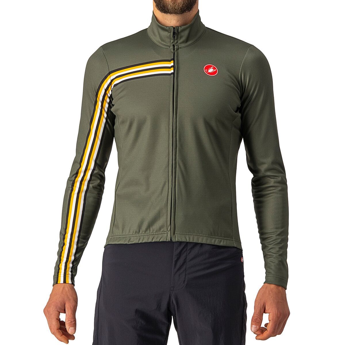 Castelli Unlimited Thermal Jersey - Men's Military Green/Goldenrod, M