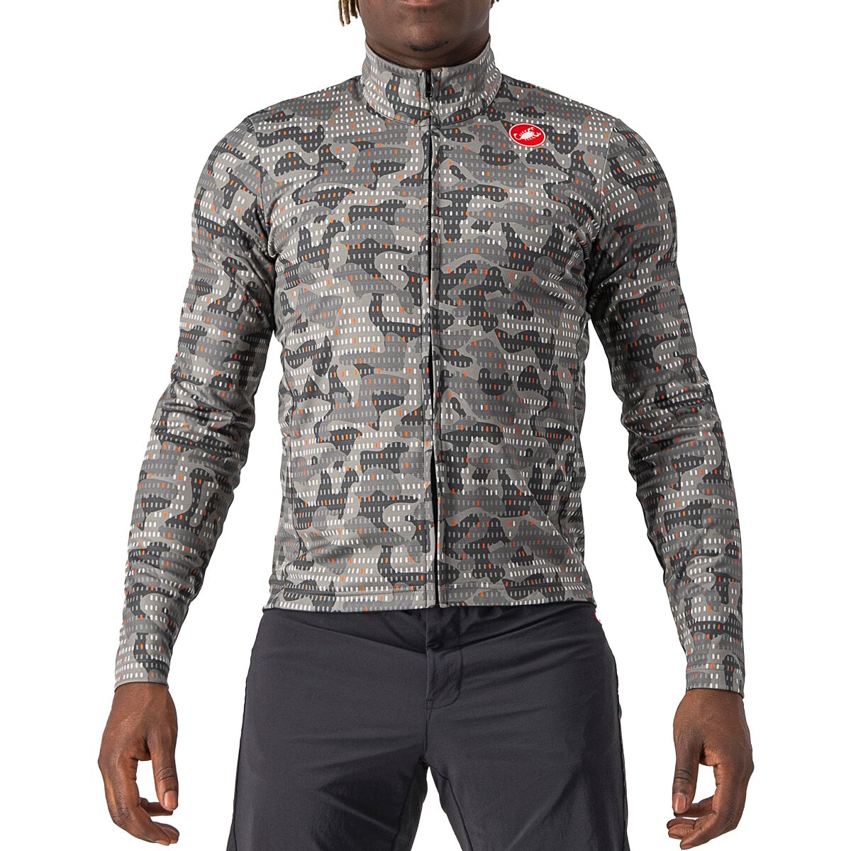 Castelli Castelli Unlimited Thermal Jersey - Men's Nickel Gray/Orange, M