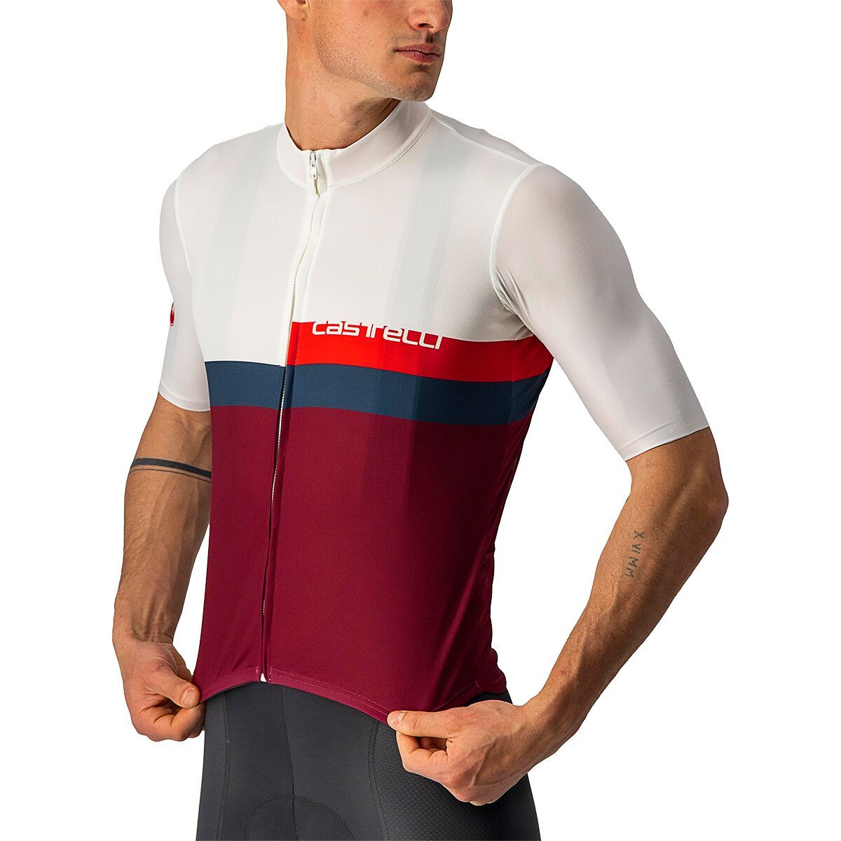 Castelli A Blocco Jersey - Men's Ivory/Red/Blue/Bordeaux, XL
