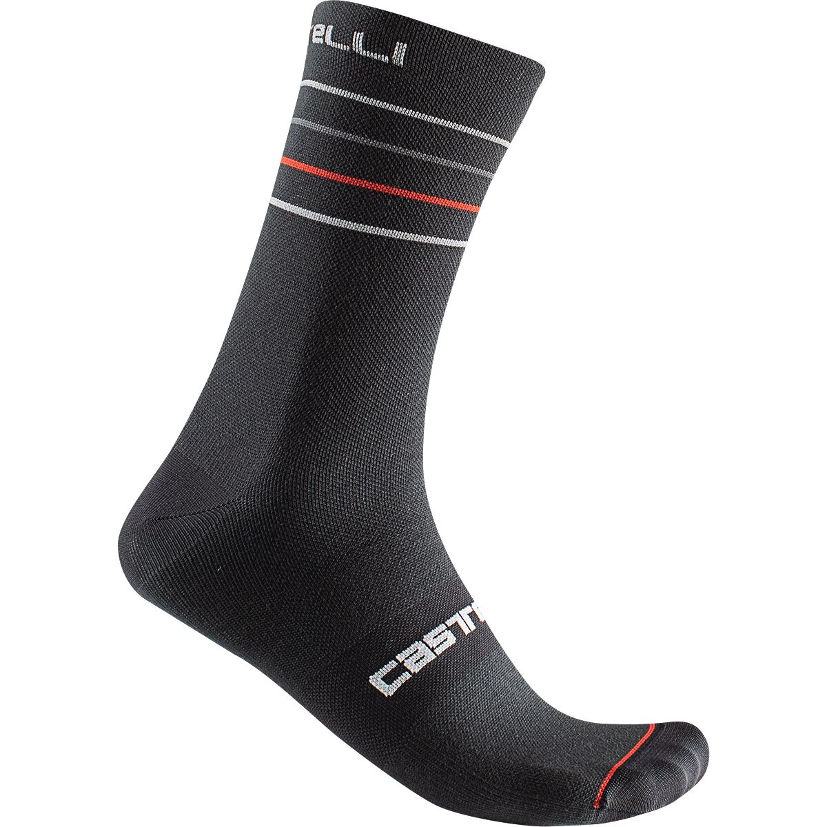 Castelli Castelli Endurance 15 Sock Black/Silver Gray/Red, S/M