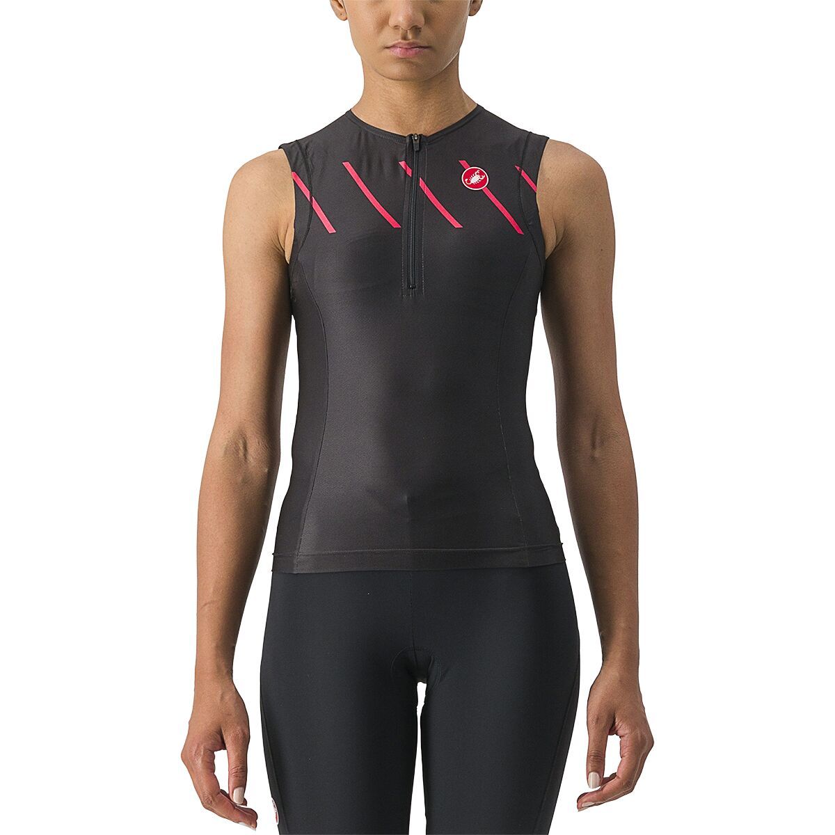 Image of Castelli Free 2 Tri Singlet - Women's Black/Hibiscus, L