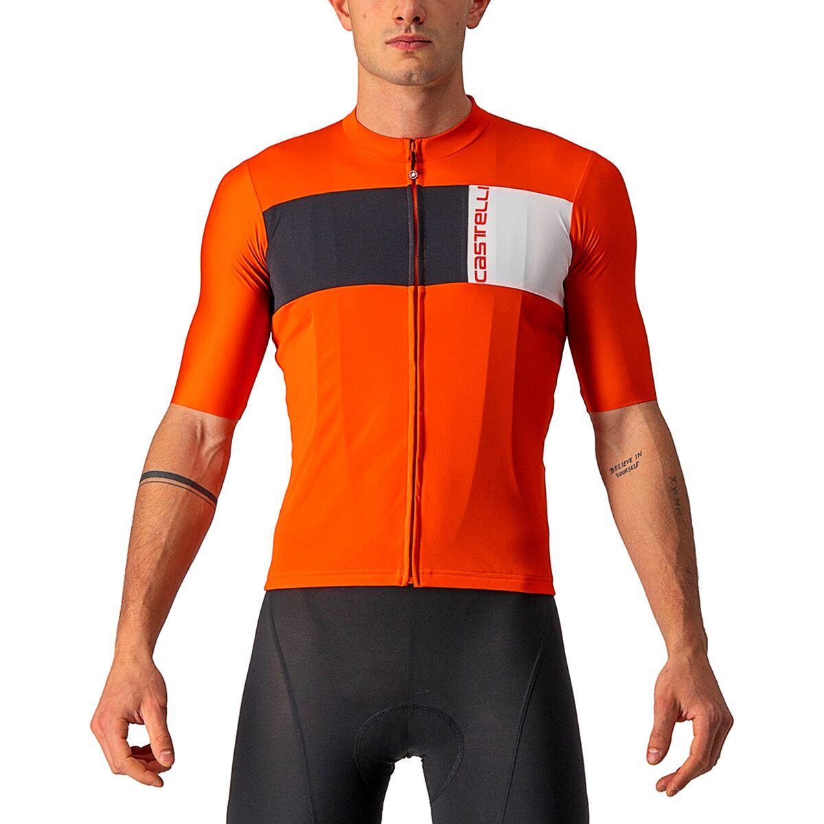Castelli Prologo 7 Jersey - Men's Fiery Red/Light Black/Ivory, L