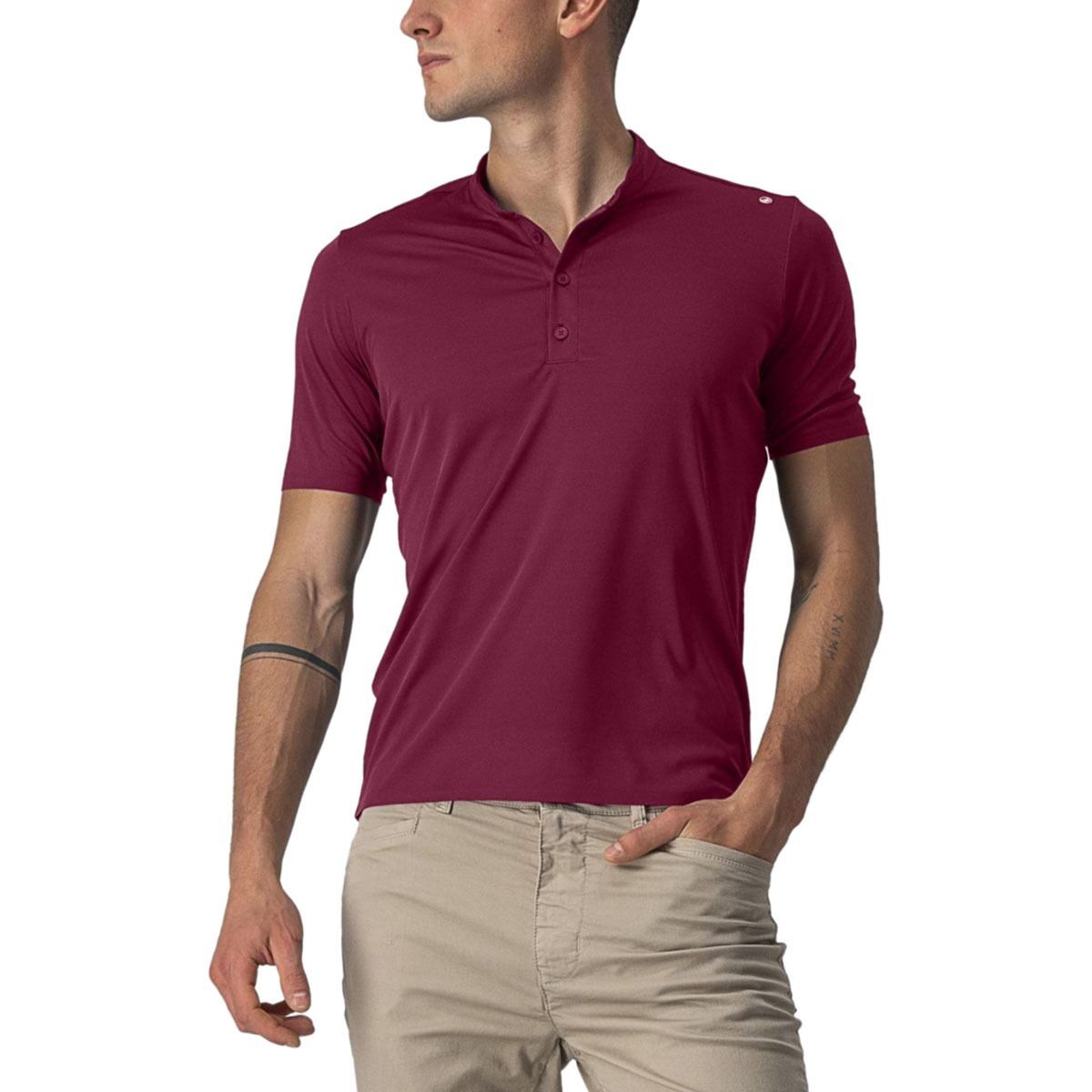 Castelli Tech 2 Polo Shirt - Men's Bordeaux, XXL