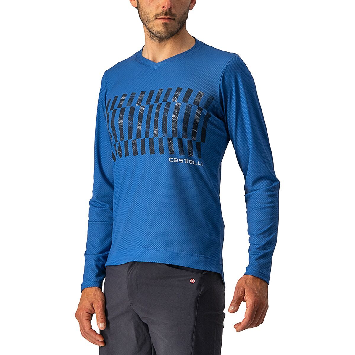 Castelli Trail Tech Long-Sleeve T-Shirt - Men's Cobalt Blue/Savile Blue/Silver Gray, S