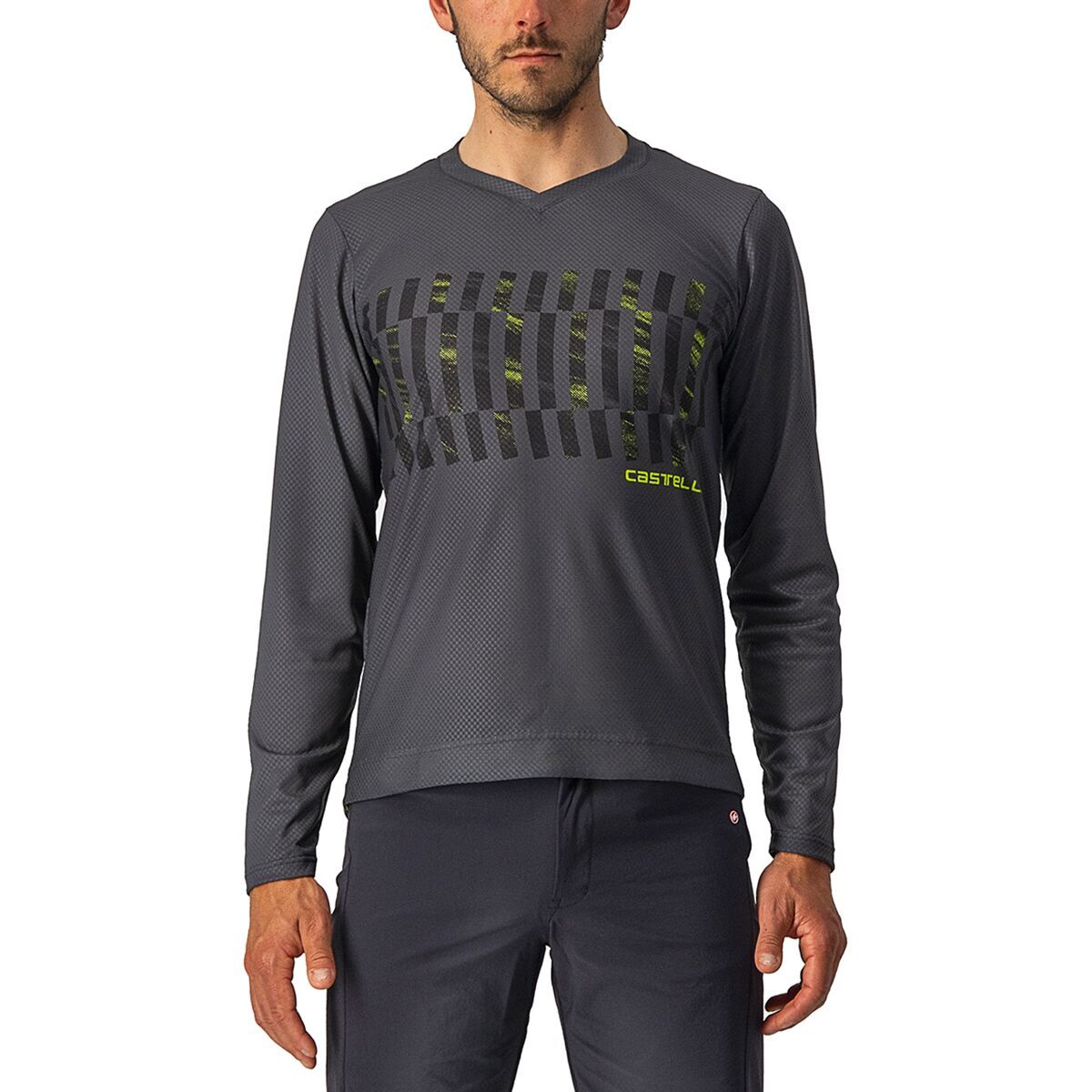 Castelli Trail Tech Long-Sleeve T-Shirt - Men's Dark Gray/Black/Electric Lime, XL
