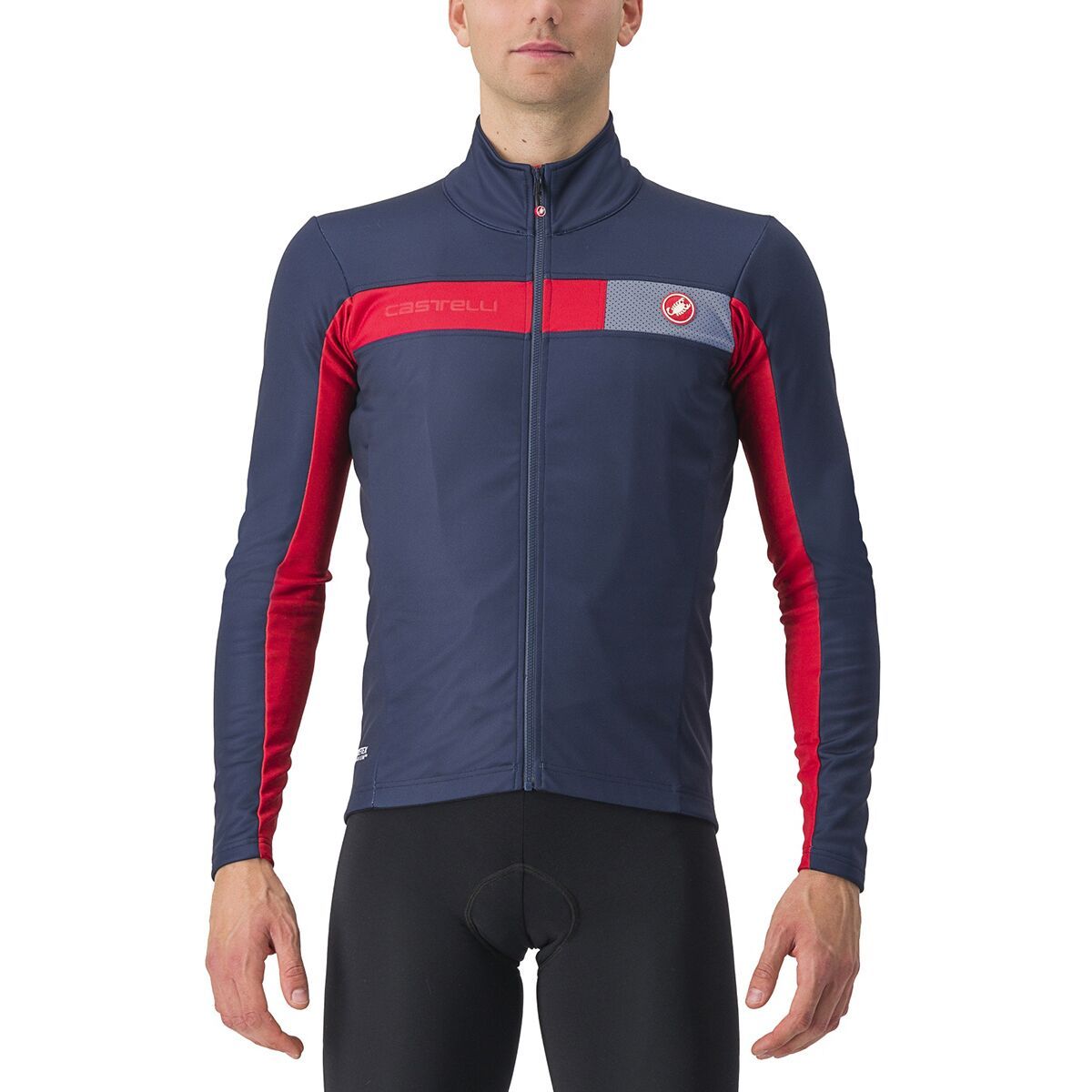 Castelli Mortirolo 6S Jacket - Men's Belgian Blue/Pompeian Red/Silver Reflex, L