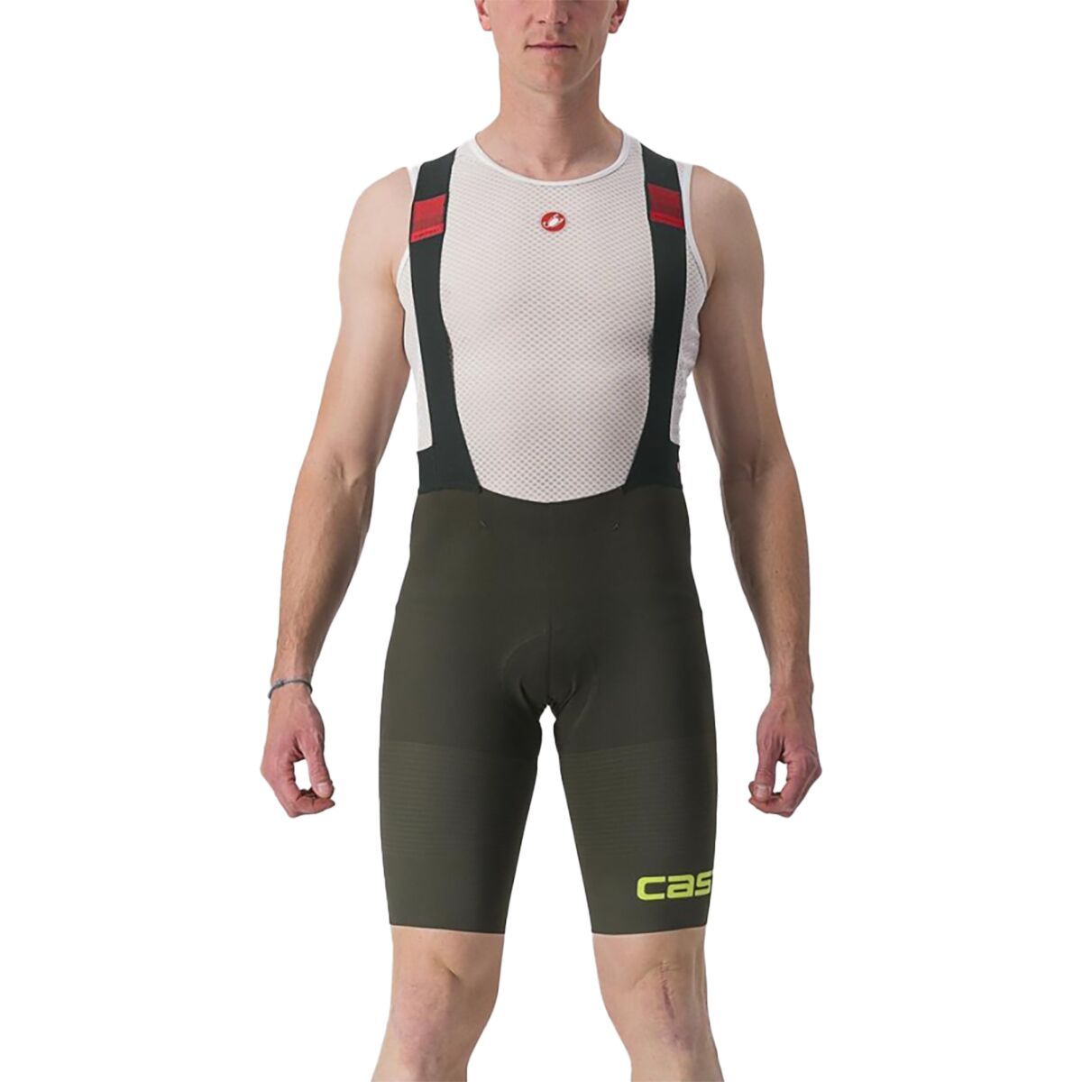 Castelli Premio Black Ltd Edition Bib Short - Men's Deep Green/Electric Lime, S